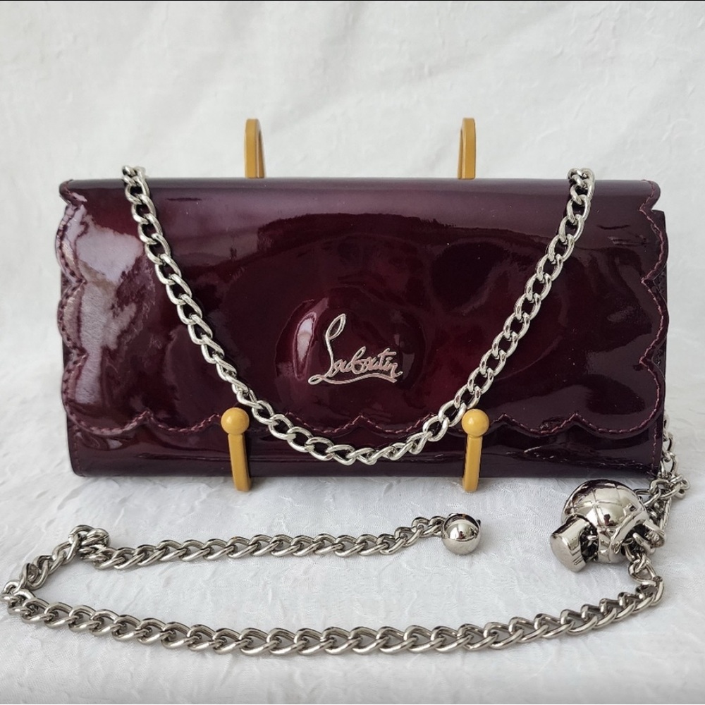 Auth Rare Christian Louboutin Patent Leather Wallet to Crossbody/Waist Bag
